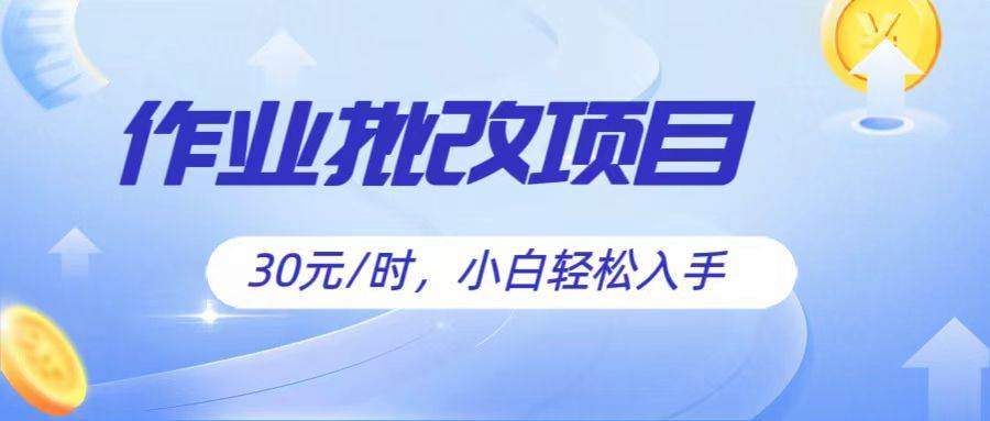 作业批改项目30元/时，简单小白轻松入手，非常适合兼/职