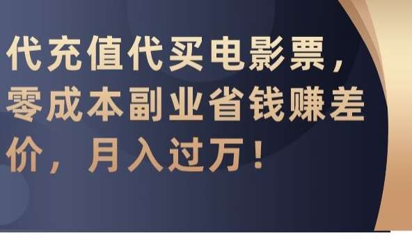 代充值代买电影票，零成本副业省钱赚差价，月入过W【揭秘】