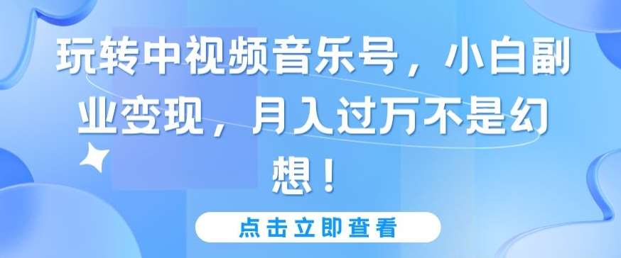 玩转中视频音乐号，小白副业变现，月入过W不是幻想【揭秘】