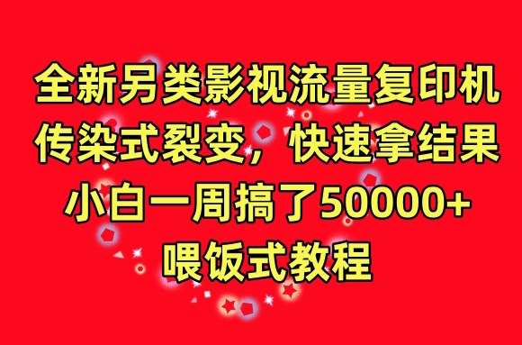 全新另类影视流量复印机，传染式裂变，快速拿结果，小白一周搞了50000+，喂饭式教程【揭秘】