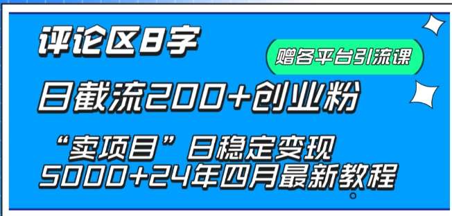 抖音评论区8字日截流200+创业粉 “卖项目”日稳定变现5000+【揭秘】