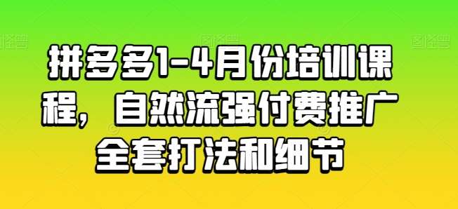 拼多多1-4月份培训课程，自然流强付费推广全套打法和细节