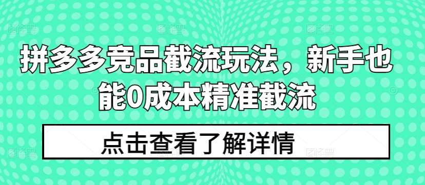 拼多多竞品截流玩法，新手也能0成本精准截流