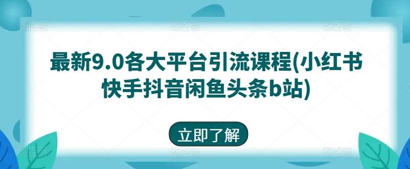 最新9.0各大平台引流课程(小红书快手抖音闲鱼头条b站)