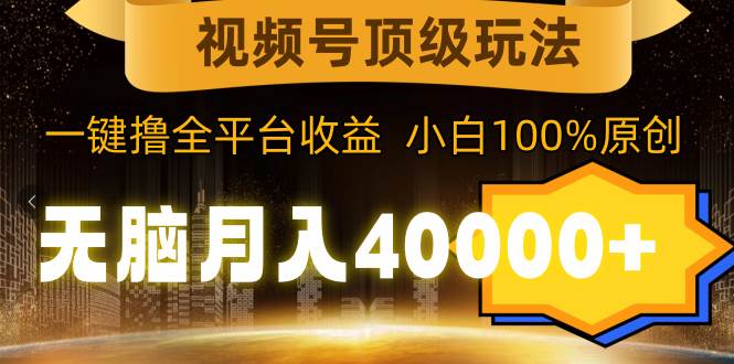 （9281期）视频号顶级玩法，轻松月入40000+，一键撸全平台收益，纯小白也能100%原创