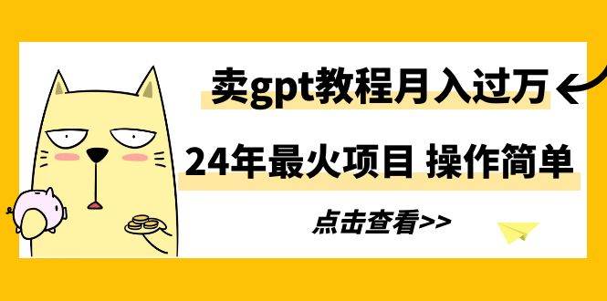 （9180期）24年最火项目，卖gpt教程月入过W，操作简单