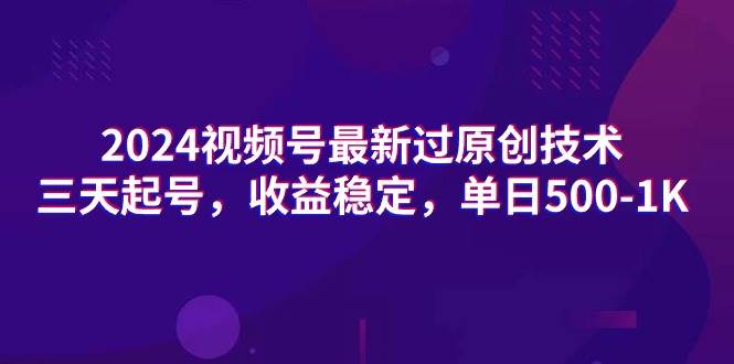 （9506期）2024视频号最新过原创技术，三天起号，收益稳定，单日500-1K