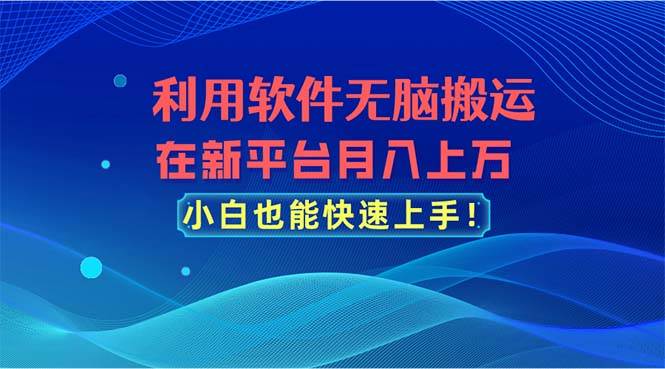 （11078期）利用软件轻松搬运，在新平台月入上万，小白也能快速上手