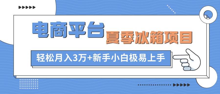 （10934期）电商平台夏季冰箱项目，轻松月入3万+，新手小白极易上手