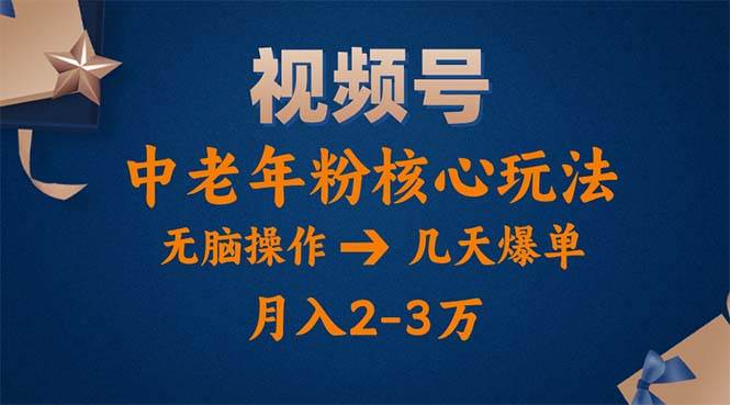 （11288期）视频号火爆玩法，高端中老年粉核心打法，轻松操作，一天十分钟，月入两万