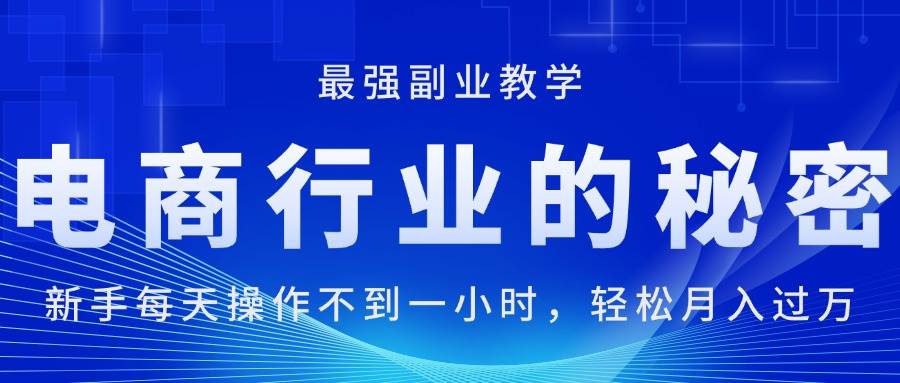 （11427期）电商行业的秘密，新手每天操作不到一小时，月入过W轻轻松松，最强副业…