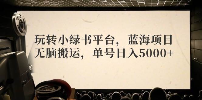 （12366期）玩转小绿书平台，蓝海项目，轻松搬运，单号日入5000+