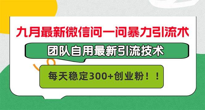 （12735期）九月最新微信问一问暴力引流术，团队自用引流术，每天稳定300+创…