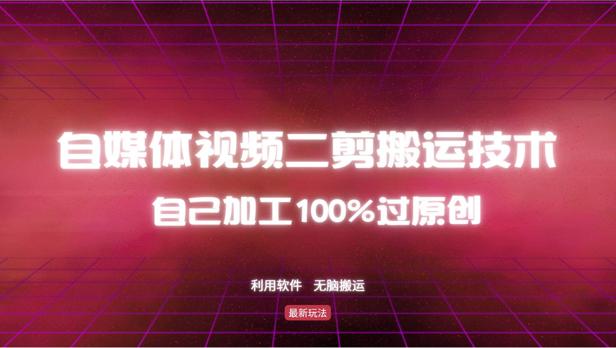 （12995期）详细教你自媒体视频二剪搬运技术，自己加工100%过原创，轻松搬运