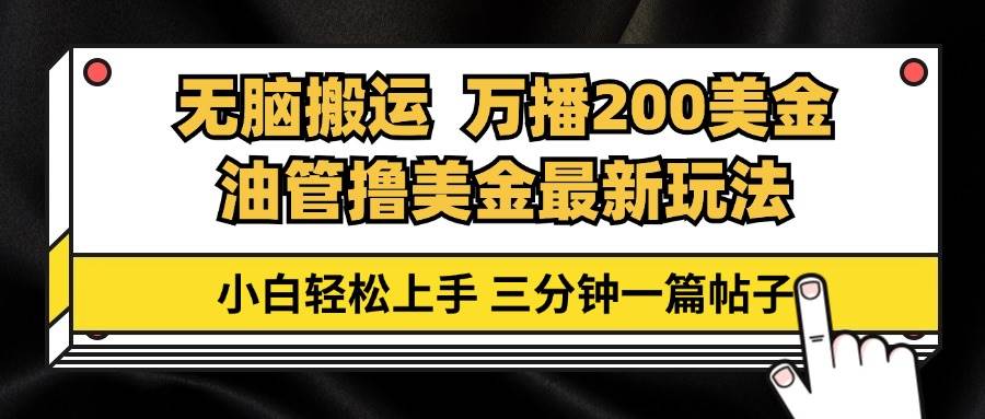 （13050期）油管轻松搬运撸美金玩法教学，万播200刀，三分钟一篇帖子，小白轻松上手