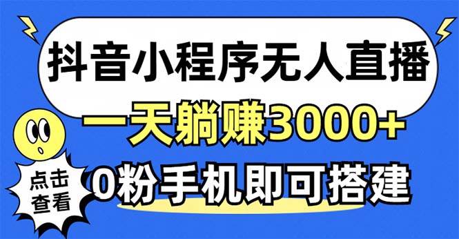 （12988期）抖音小程序无人直播，一天稳赚3000+，0粉手机可搭建，不违规不限流，小…